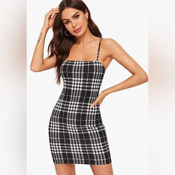 NWT 👗 Women's Plaid Print Mini Cami Bodycon Dress, MULTIPLE COLORS AVAILABLE 👗 - Picture 8 of 16